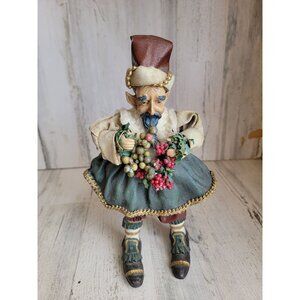Unique elderly elf cranberries Xmas figure vintage decor